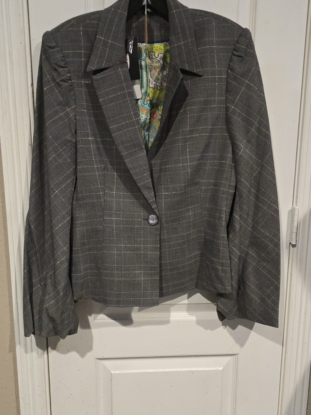 Till The End Gray Plaid Women's Blazer Jacket - Classic Tailored Style